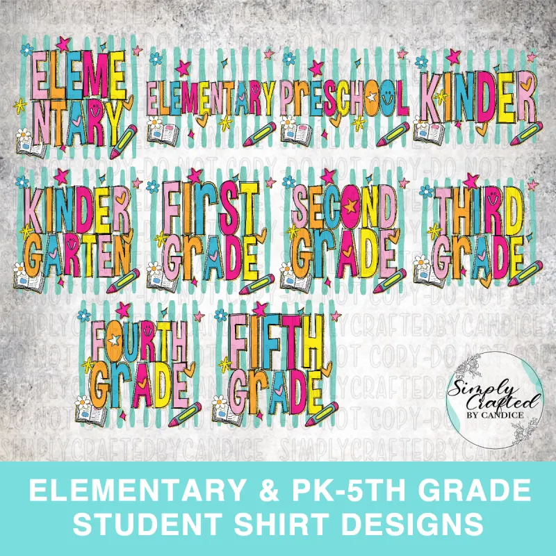 Elementary pk-5 Retro T-shirt Design PNG