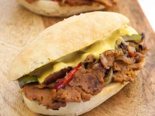 Jackfruit Philly Cheesesteak Pita Sandwich
