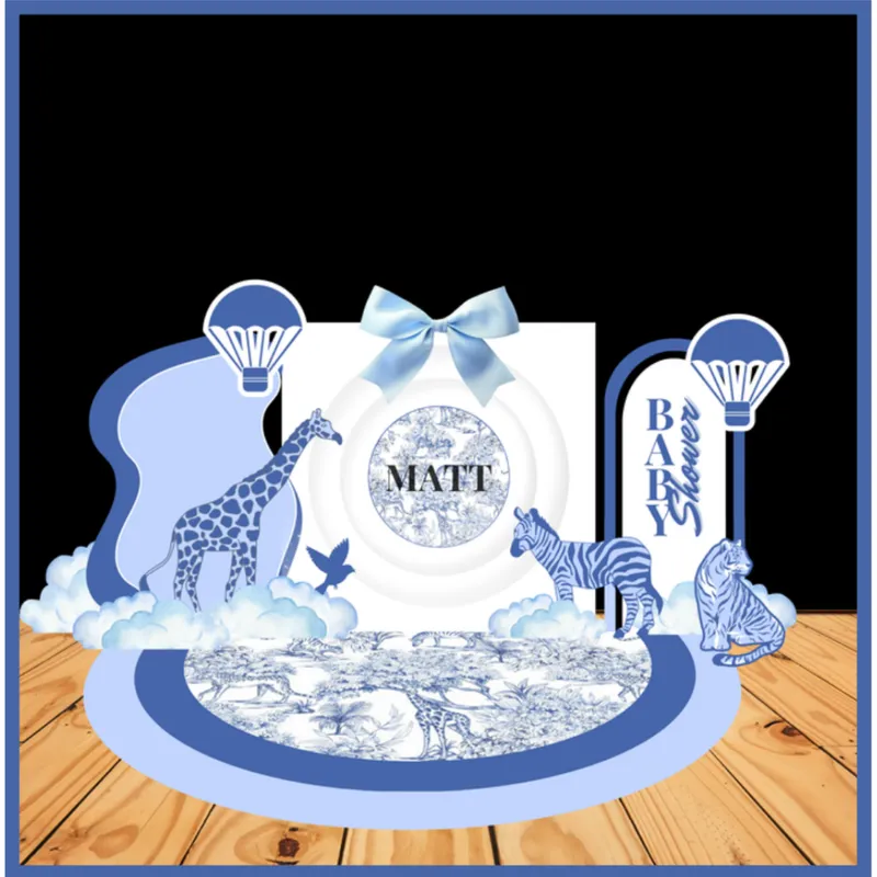 Blue Safari Baby Shower Digital Party Bundle