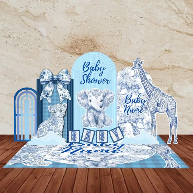 Blue Safari Baby Shower Digital Party Bundle
