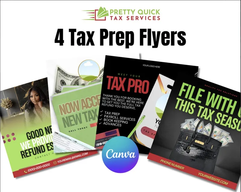 TAX PREP FLYER TEMPLATES – Fully Editable in Canva