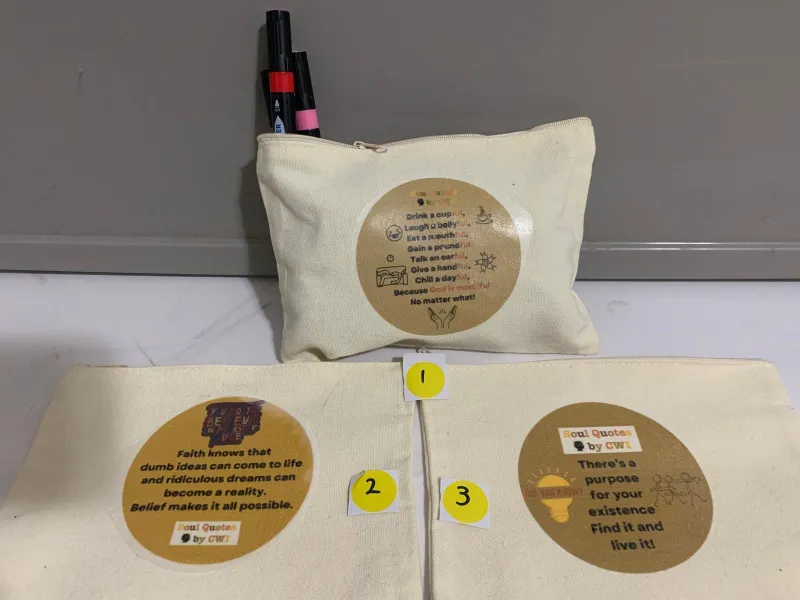 Canvas Make-up Purses Golden