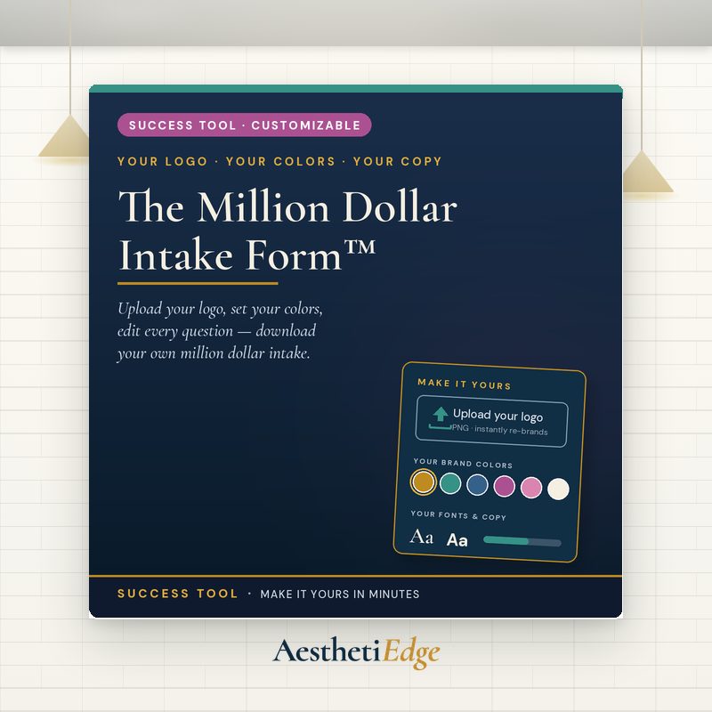 Success Tool! Customizer! Million Dollar Patient Questionnaire - Intake Form