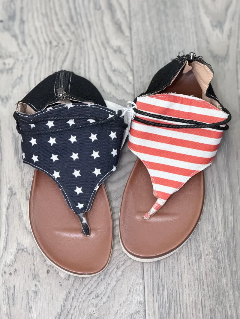 Stars & Stripes Zip-Back Sandals
