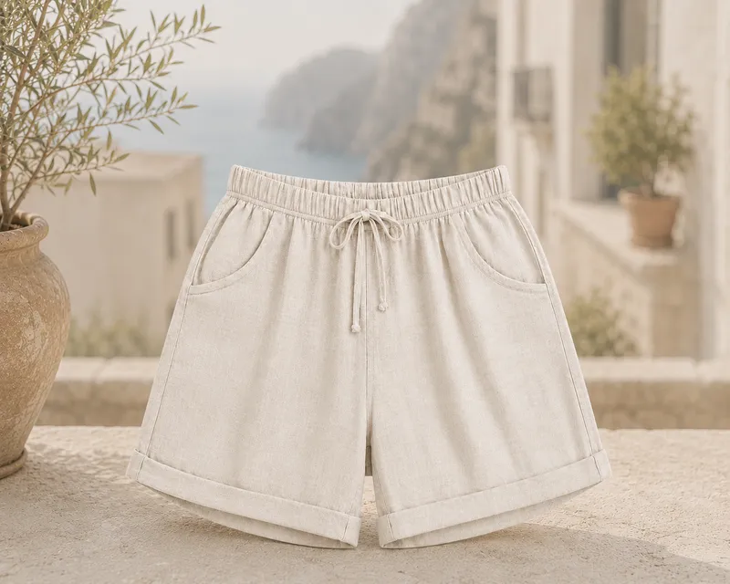Made in Italy Linen Blend Drawstring Shorts 