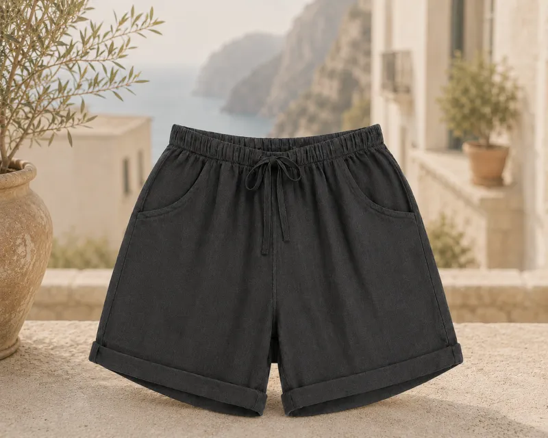 Made in Italy Linen Blend Drawstring Shorts 