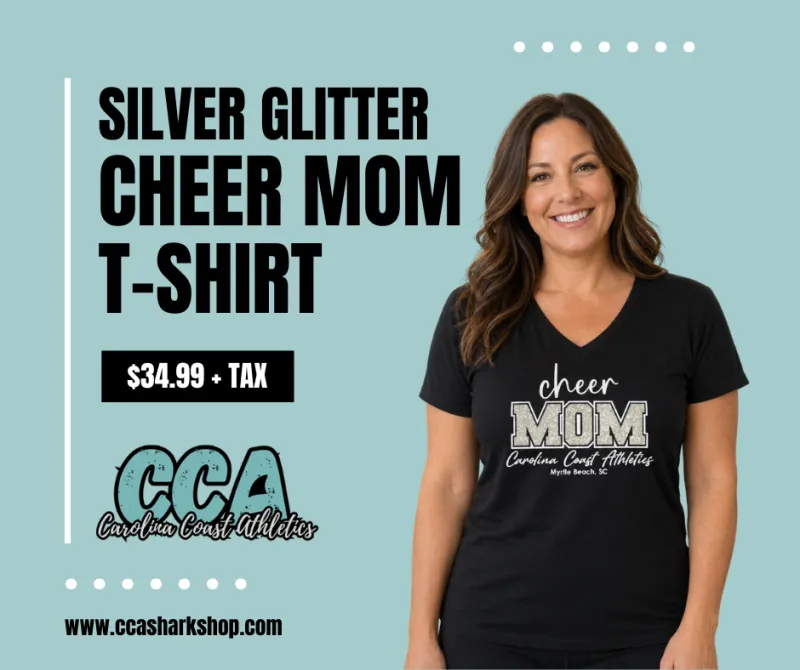 Silver Glitter Cheer Mom T-Shirt