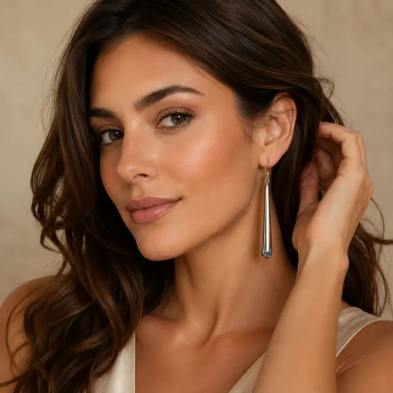 Liquid Silver Drop Earrings