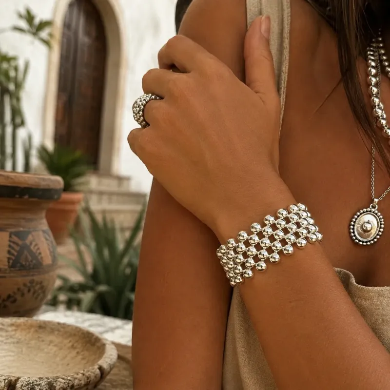 Rosalía Silver Lattice Bracelet