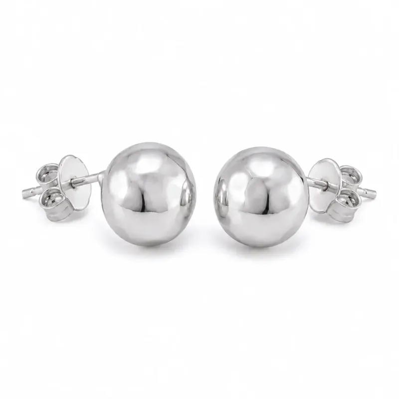 Hammered Silver Ball Stud Earrings 