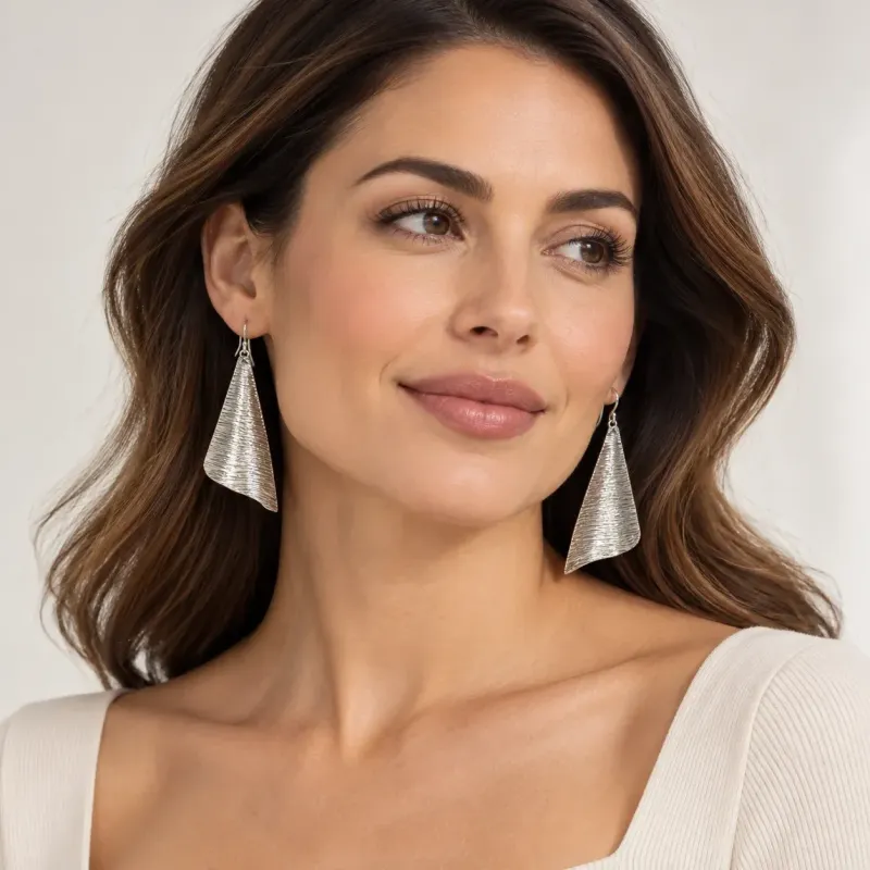 Textured Silver Sail Earrings
