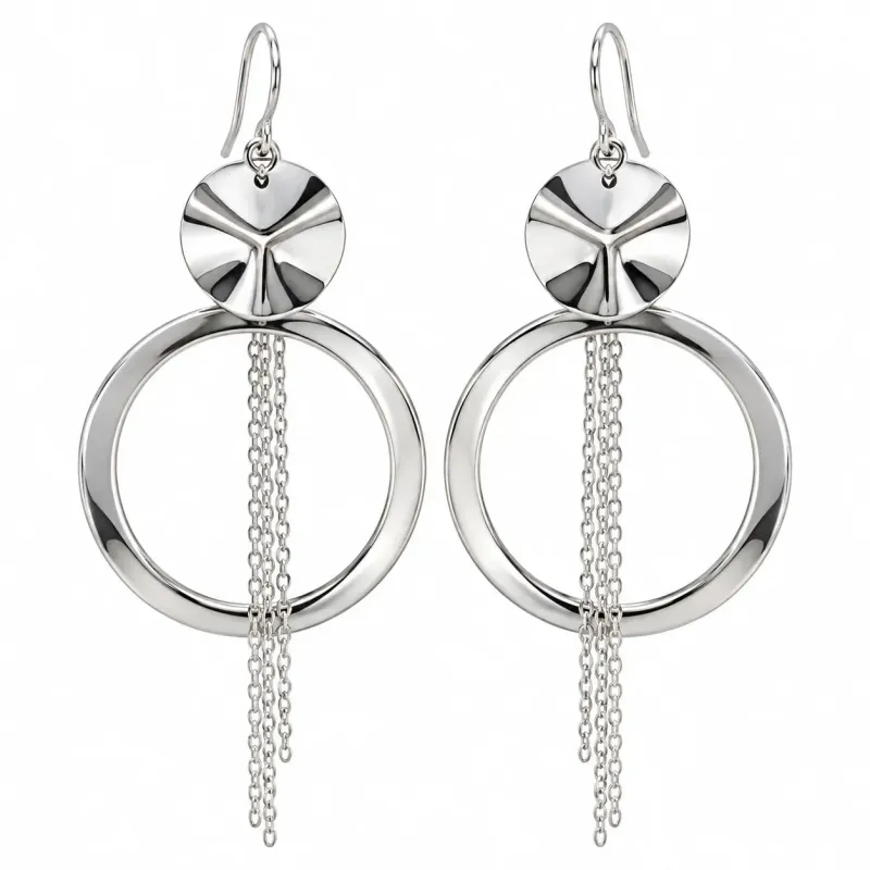 Silver Orbit Tassel Earrings