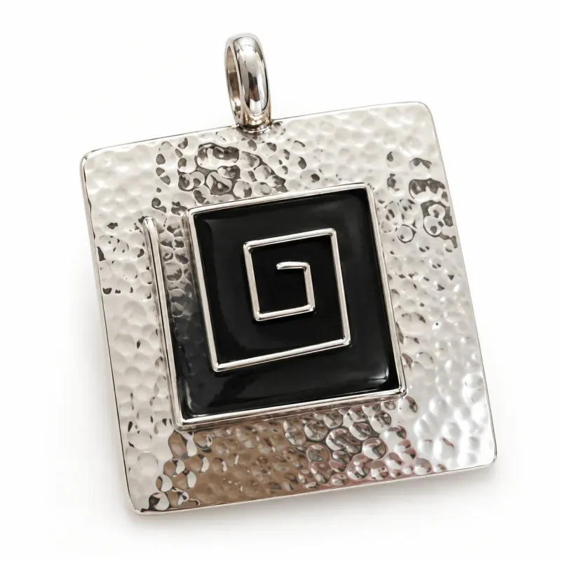 Midnight Spiral Hammered Silver Pendant
