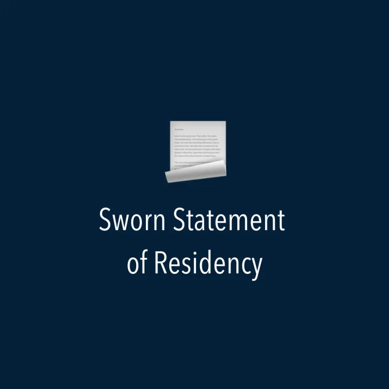 Sworn Statement of Residency