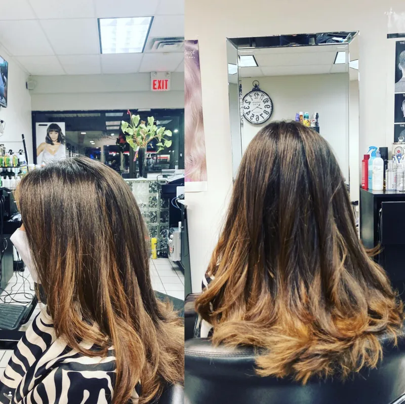 Glossy brunette with long layers