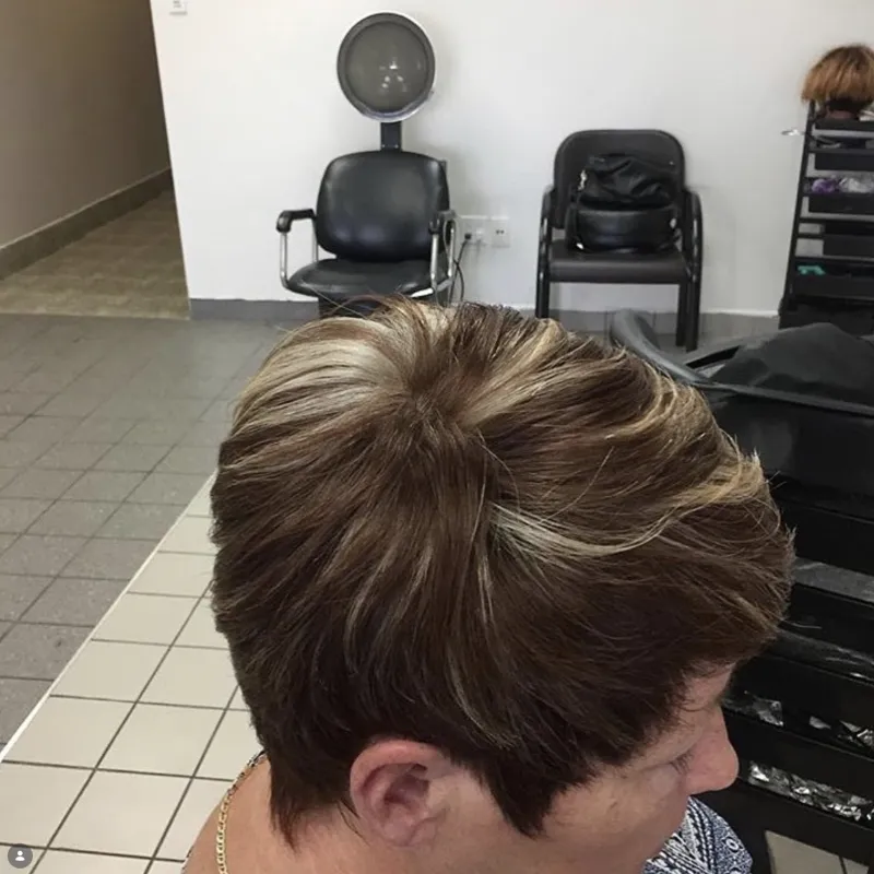 Soft brunette colour and face framing