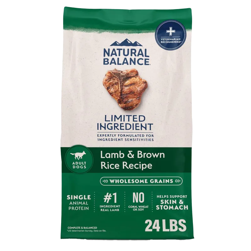 24lb Natural Balance Lamb and Rice Limited Ingredient Adult Dry Dog Food