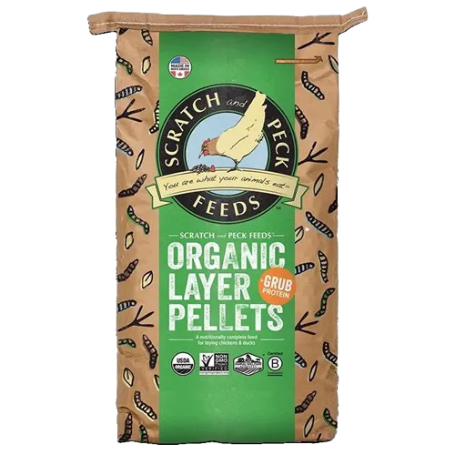 35lb Scratch & Peck Naturally Free Organic Layer Pellets + Grub Protein