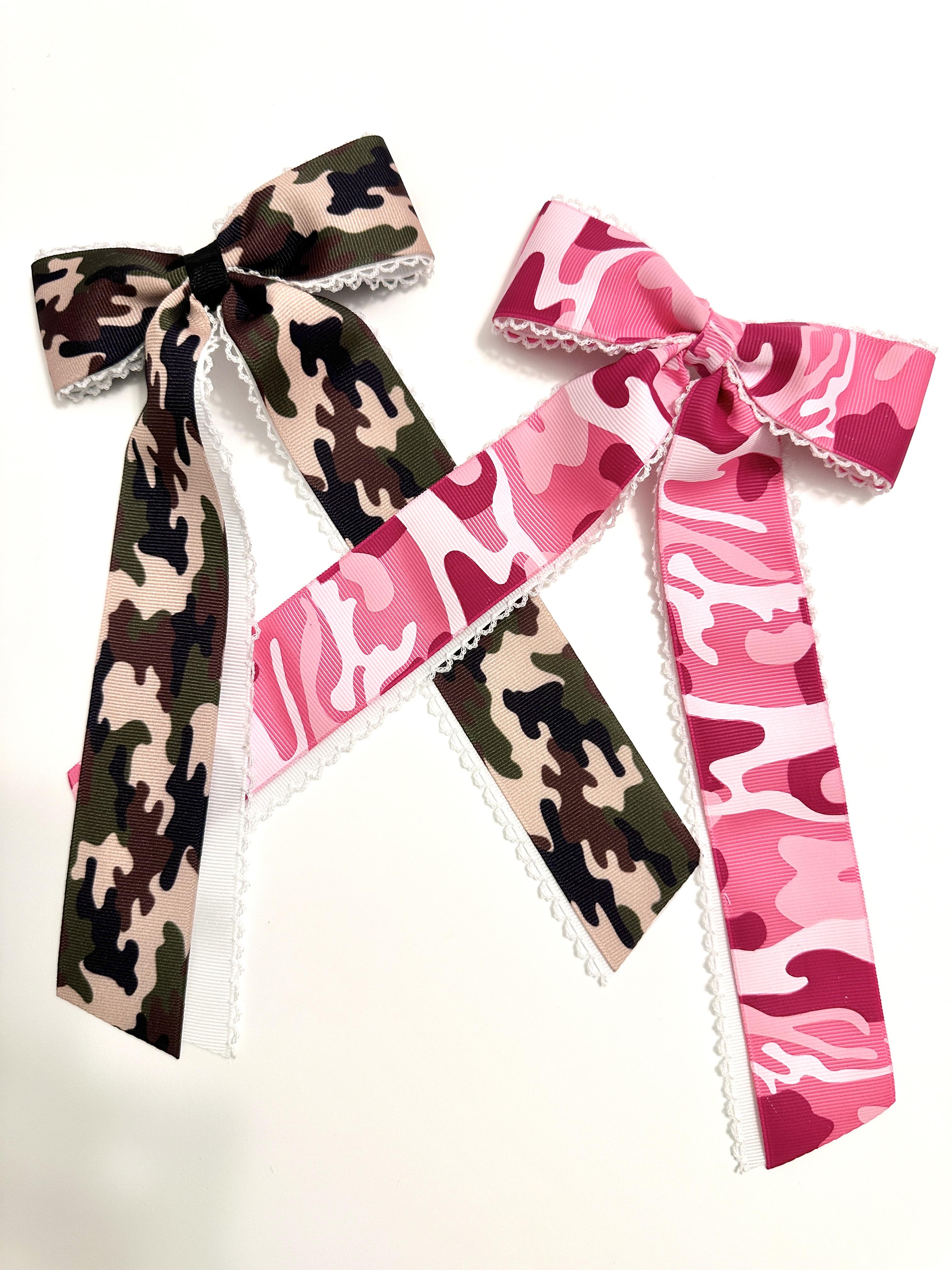 Camo Double-Layer Moonstitch Long Tail Bow