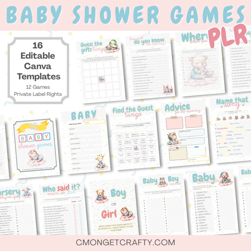Sweet Snuggles Baby Shower Games PLR