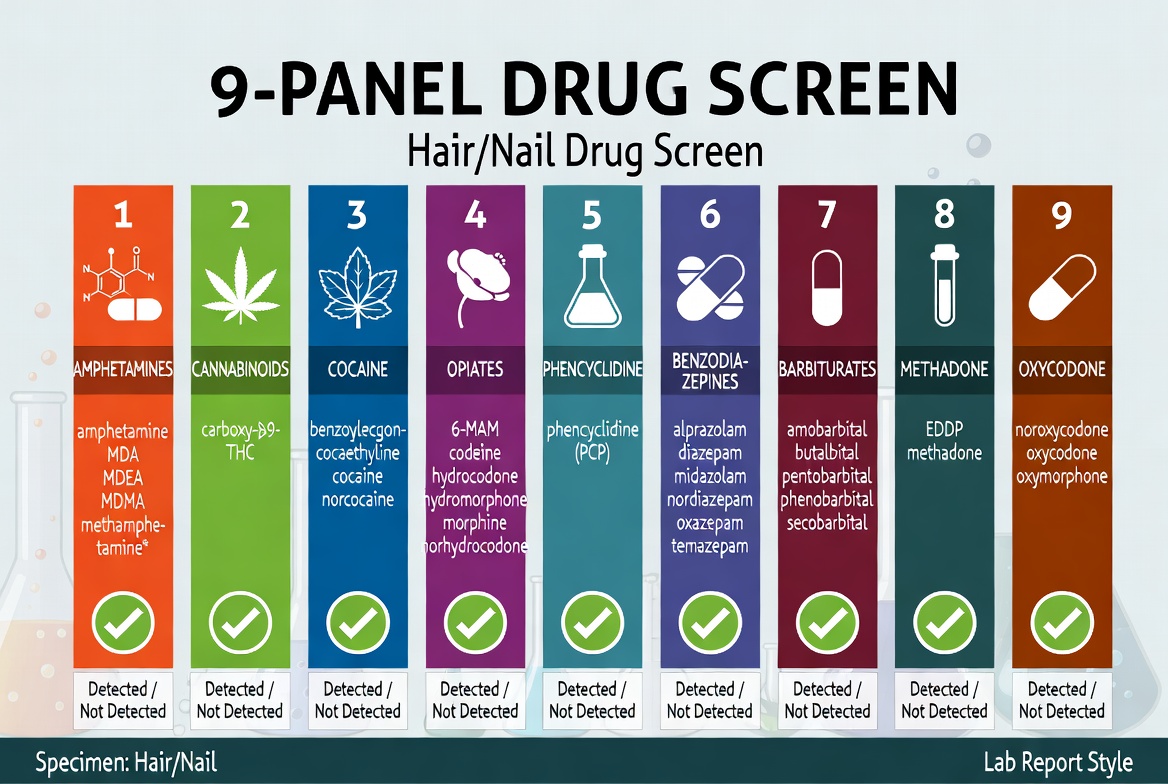 9 Panel Hair/Nail Drug Test