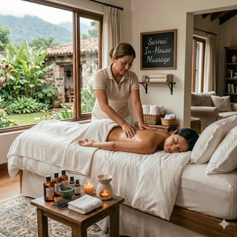 Sarnai services and shop: airport transfers, massage, laundry