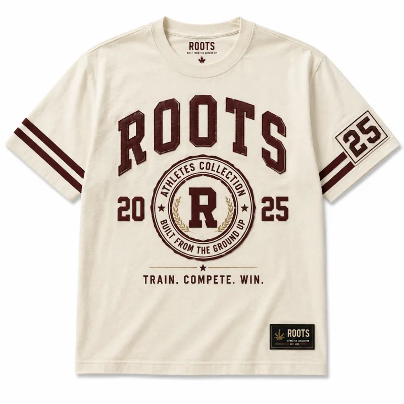 Athletic collegiate T-shirt on white