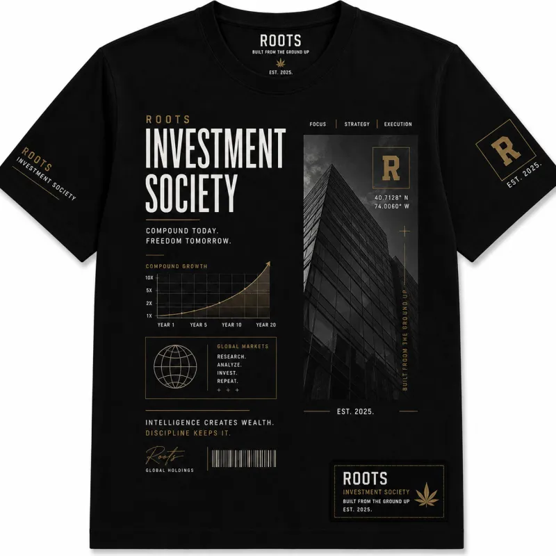 Modern financial design black T-shirt