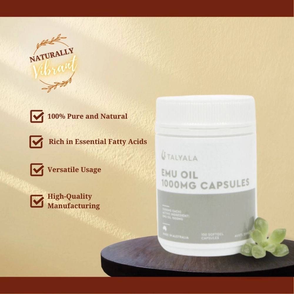 Talyala Pure Emu Oil 100 Capsules | Omega 3, 6 & 9 Wellness Support