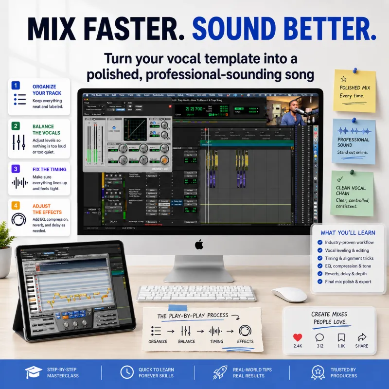 Mix Faster. Sound Better:4 Quick Steps to Turn Your Vocal Template Into a Polished, Professional-Sounding Song.