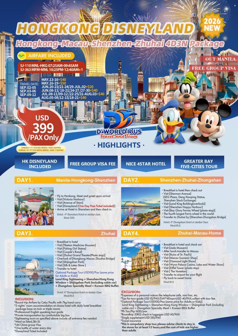 HONGKONG WITH DISNEYLAND 4D/3N