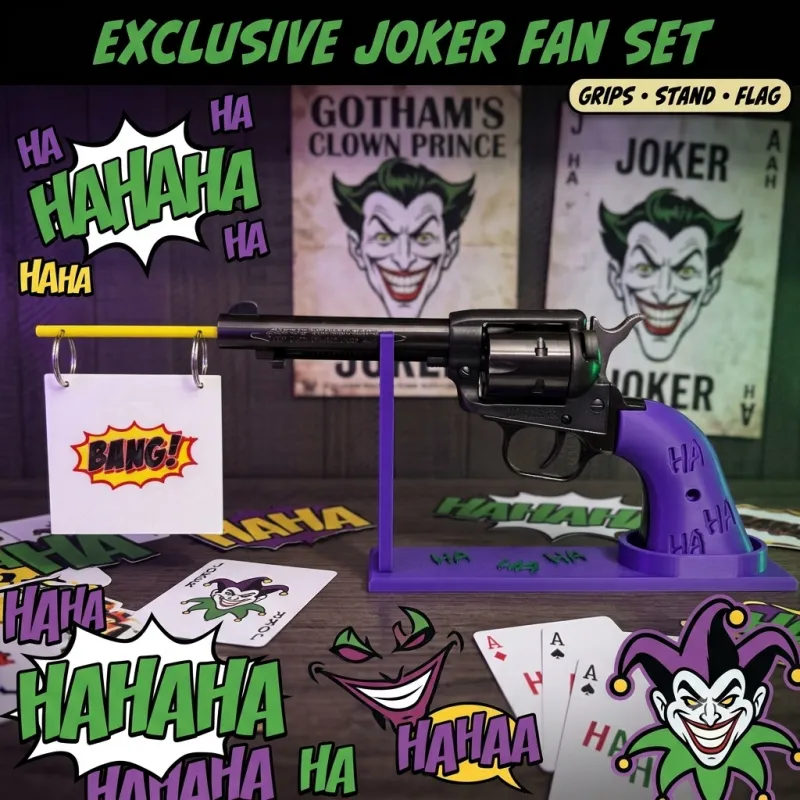 Joker Inspired Rough Rider Grips & Display Stand Set