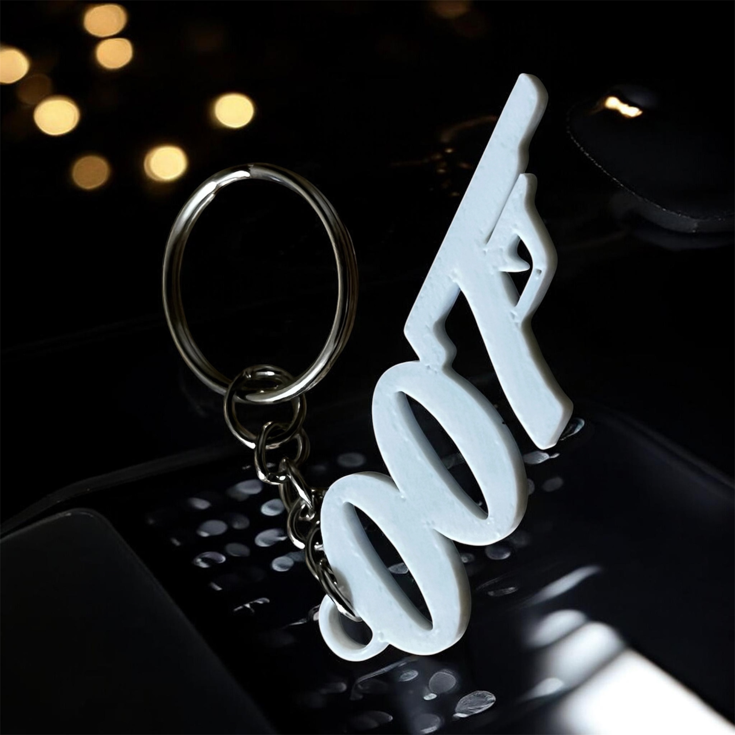 James Bond 007 Keychain 2.5" Spy-Inspired Key Fob with Chain & Ring Collectible