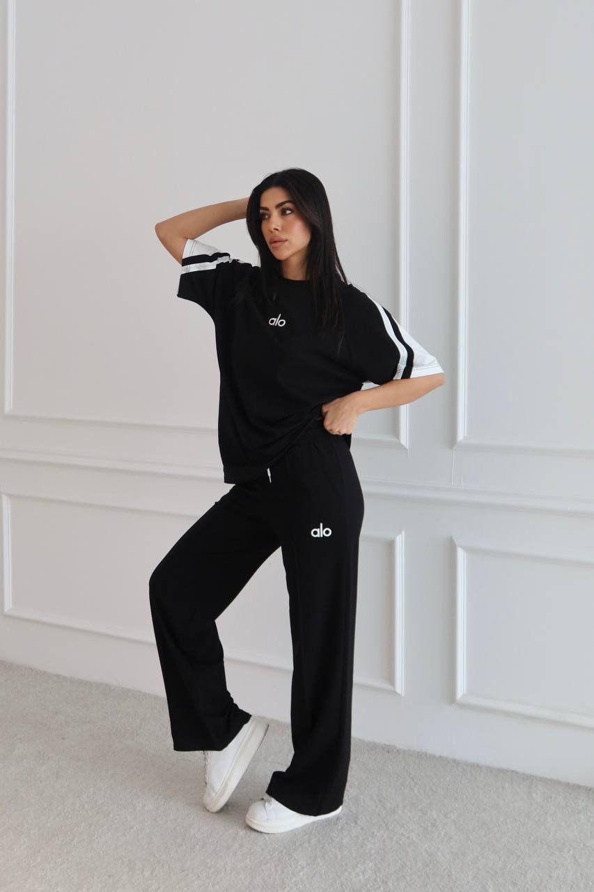 Alo colorblock co-ord set- Black