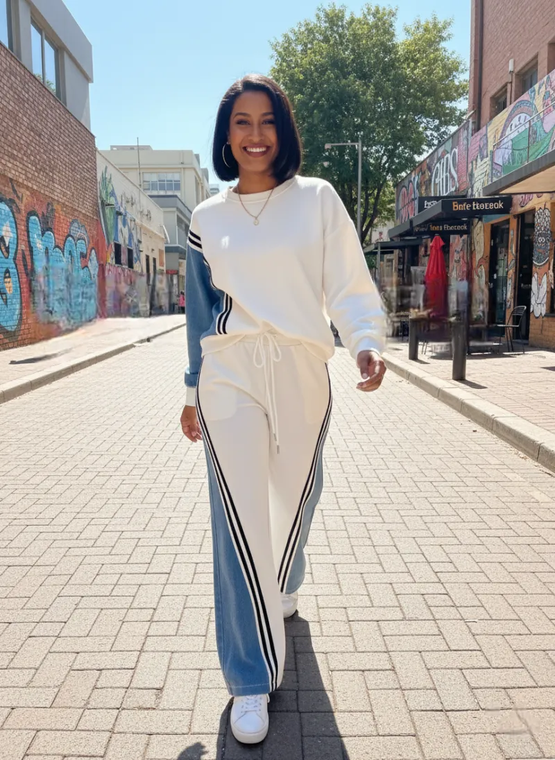 Simone Denim combo Co-ord- White