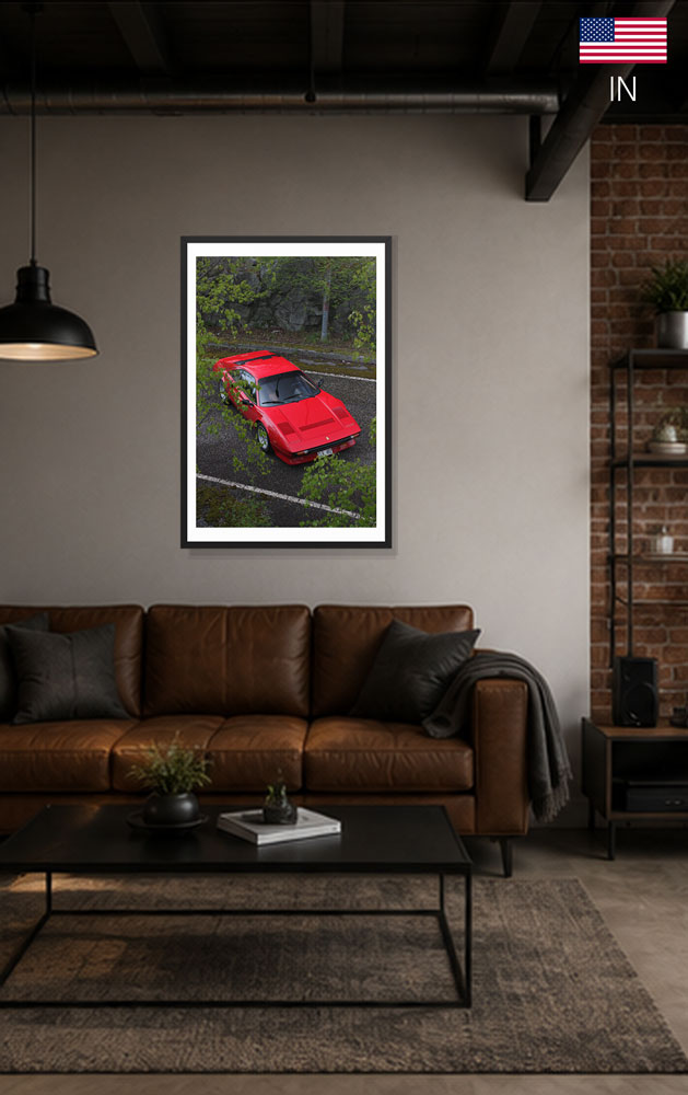 Ferrari 308 GTB QV - Framed print of the Stallion (in)