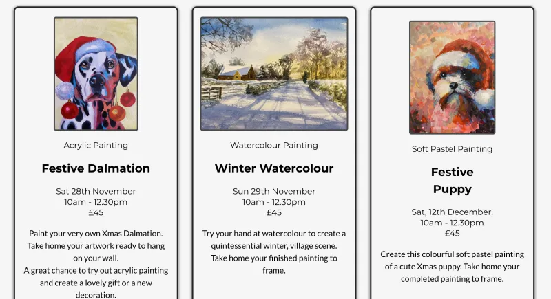 3 Festive Workshops 