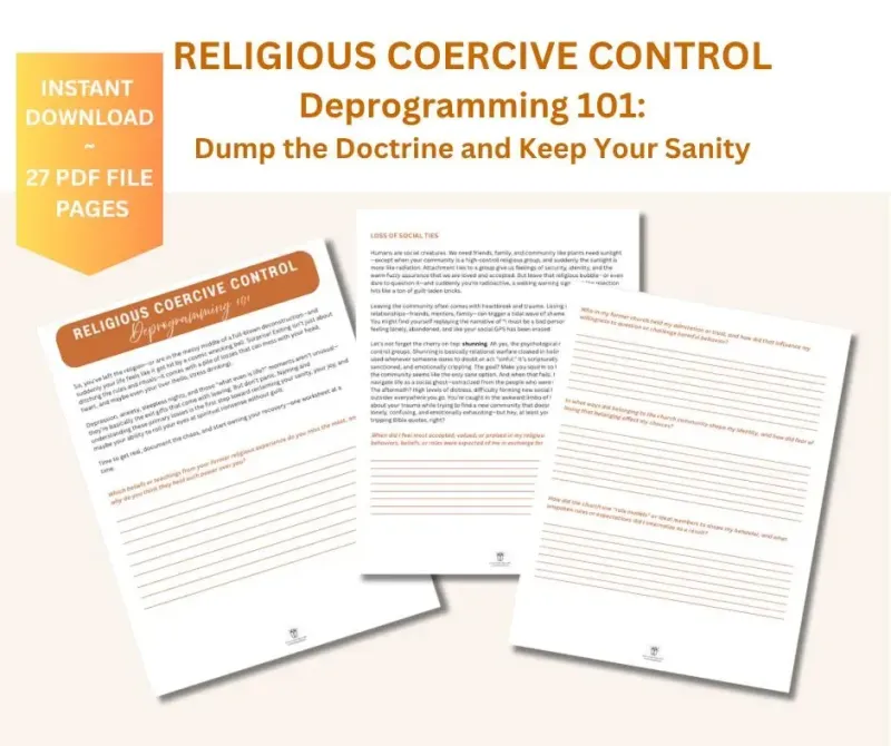 Religious Trauma Deprogramming 101: Dump the Doctrine and Keep Your Sanity, Workbook Journal Worksheets