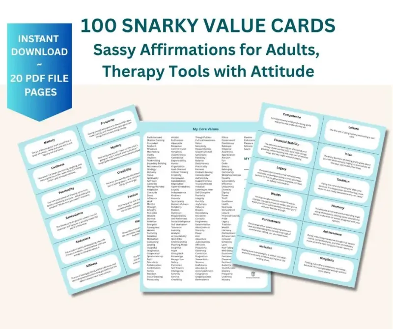 100 Snarky "Not Your Typical" Value Cards--Sassy Affirmations for Adults, Therapy Tools with Attitude