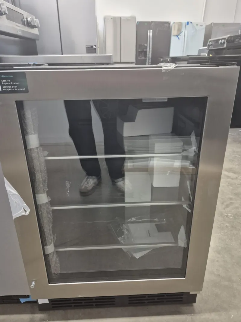 Hisense HBIC164N6SS 24" Beverage Cooler 164 Can Stainless Steel Glass Door Beverage Center