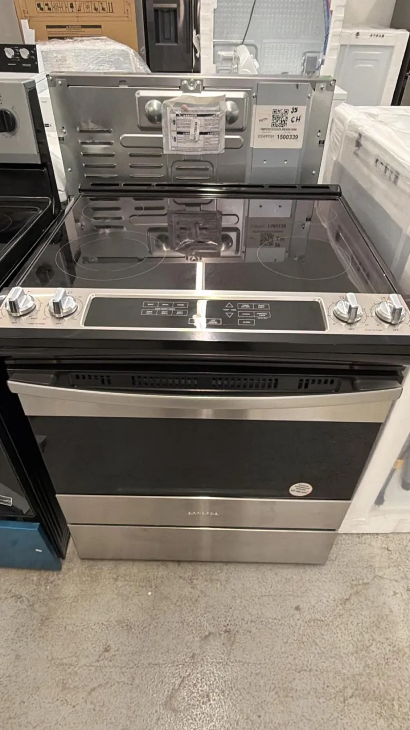 Amana YAES6603SFS6 30” Slide-In Electric Stove – Glass Top, Stainless Steel, 4.8 Cu.Ft Oven 