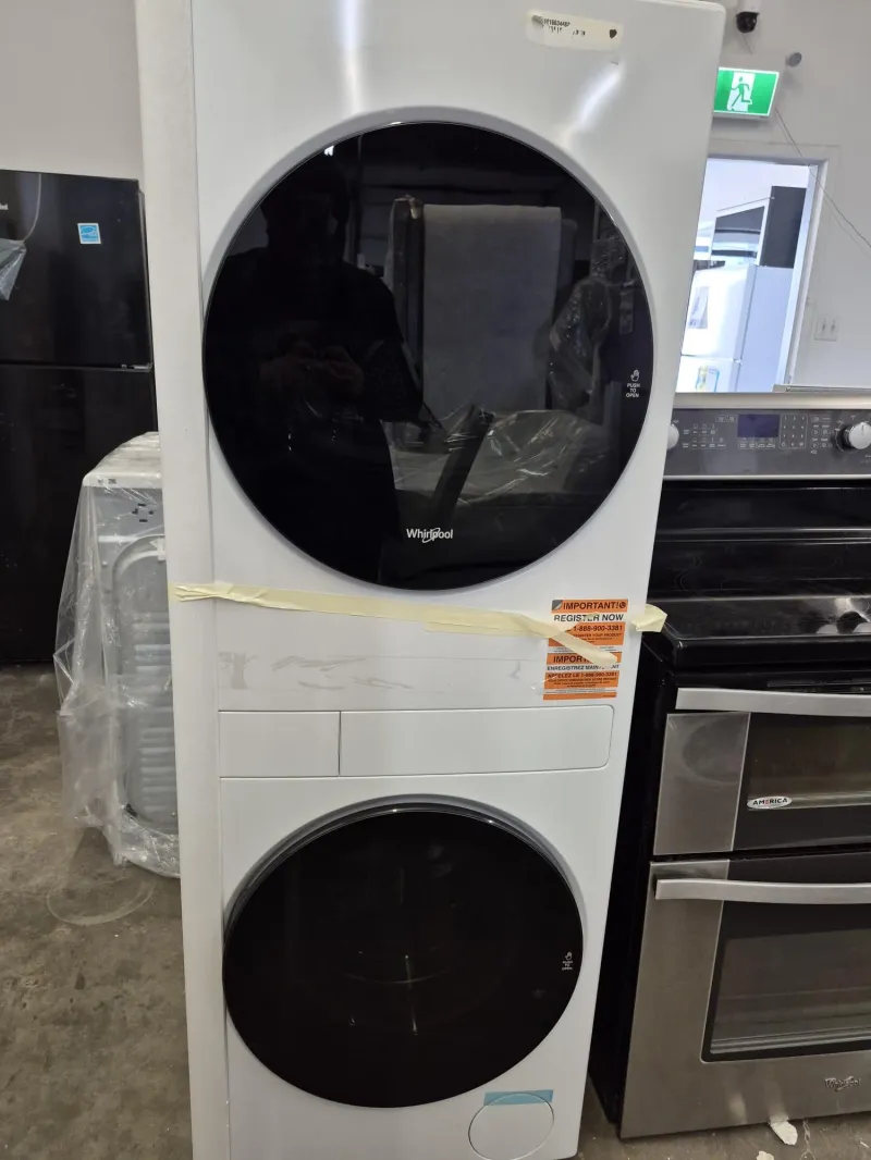 Whirlpool YWFH5424SW0 Compact Laundry Tower – Ventless Heat Pump Washer Dryer Combo, 24” White