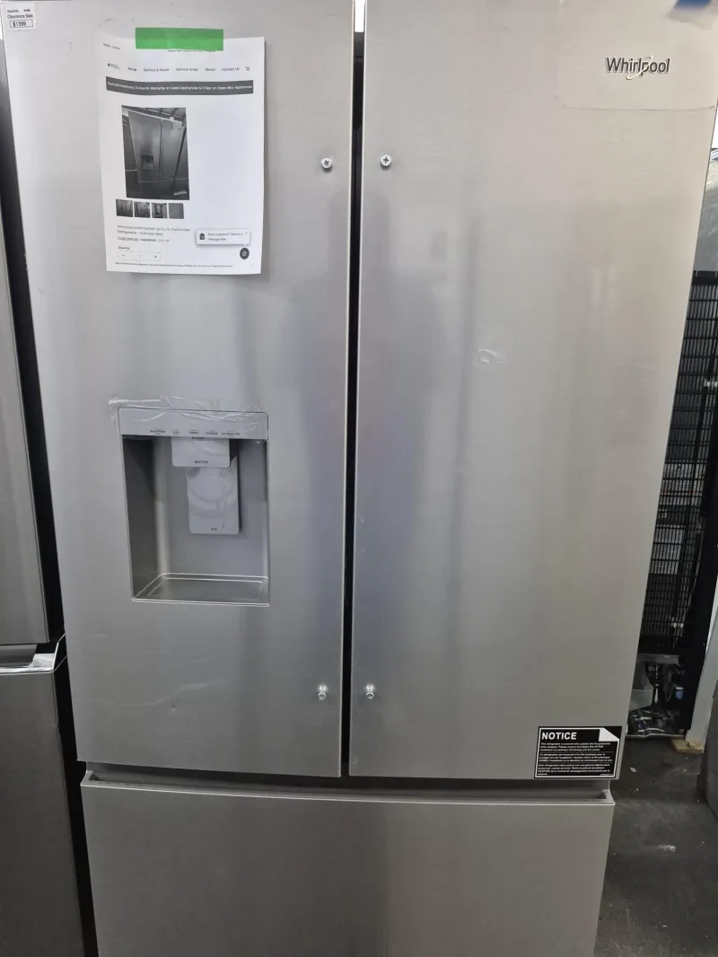 Whirlpool WRFF3536SZ French Door Fridge – 24.5 Cu.Ft, Ice Maker, Water Dispenser, Stainless Steel