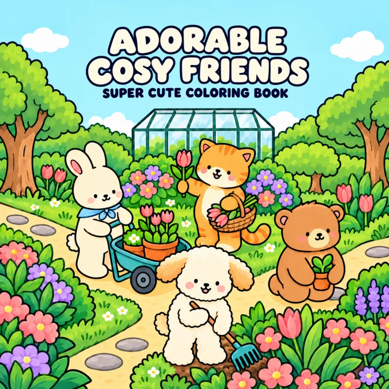 Adorable Cozy Friends Coloring Book 