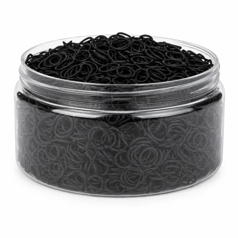 Supreme Black Elastic Hair Rubber Bands – 1000 Count