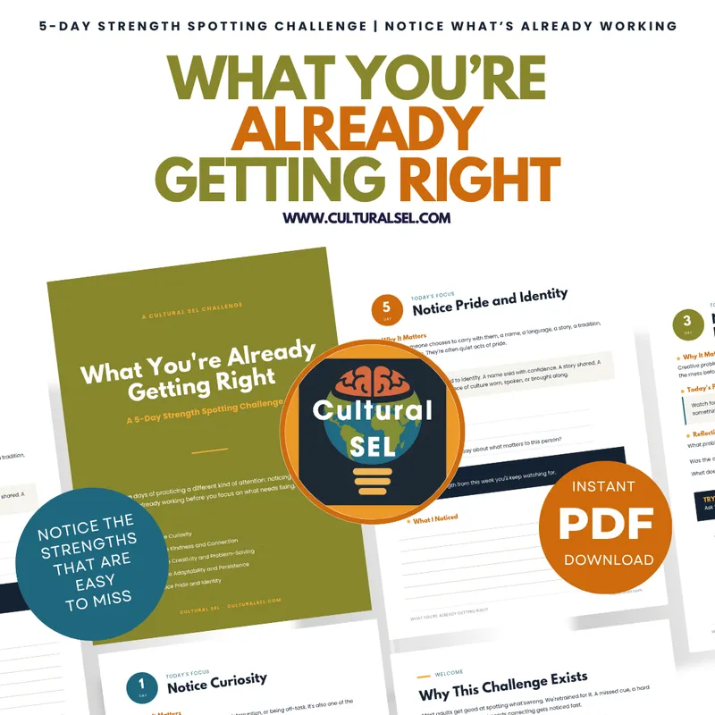 5-Day Strength Spotting Challenge for Parents & Teachers | Child Strengths SEL Reflection Workbook | Cultural SEL Printable