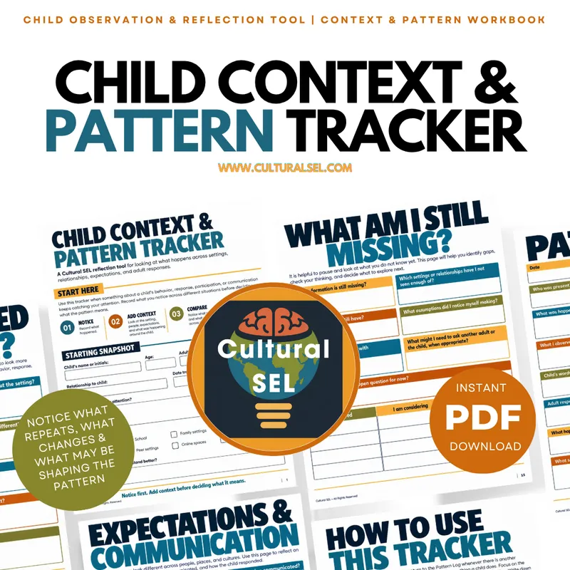 Child Behavior Pattern Tracker | Culturally Responsive SEL Printable | Parent Teacher Observation & Reflection Workbook