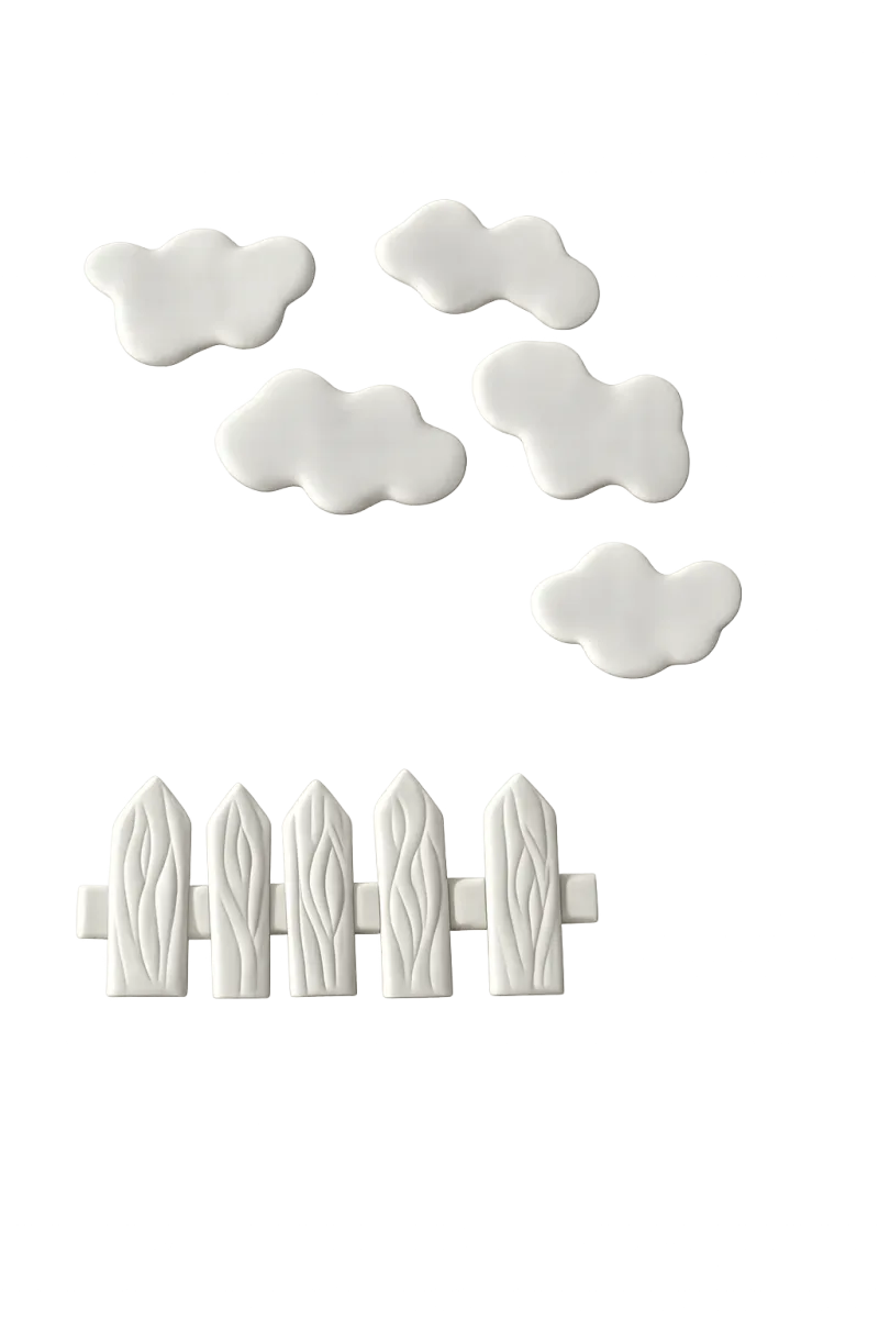 Fondant Fence & Cloud Cake Decorations | Farmyard Collection