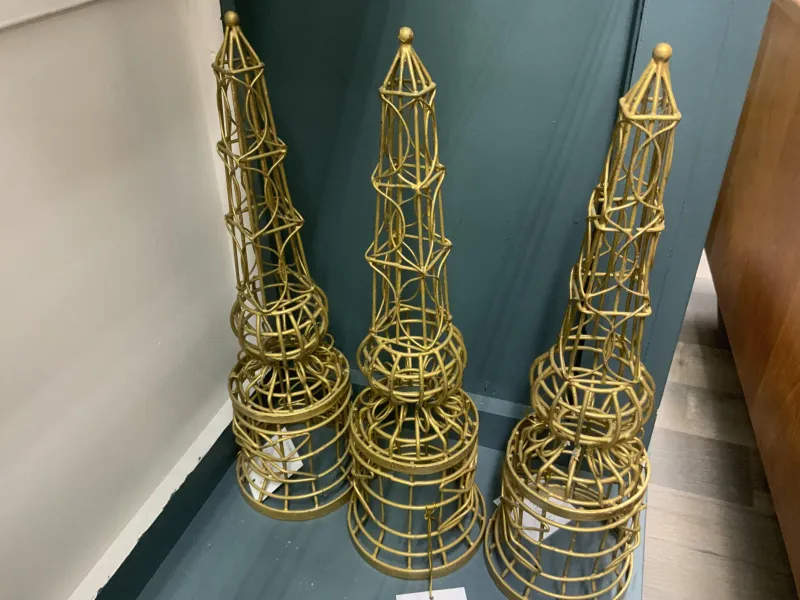 Gold Wire Architectural Obelisk Sculptures 