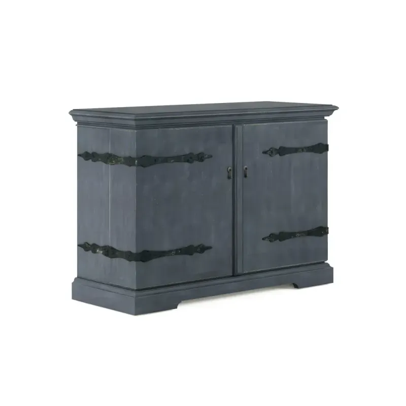 Charcoal Gray Iron Strap Accent Cabinet 